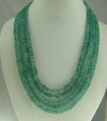 Collar de cuentas translúcidas de piedra zambiana esmeralda natural 391 quilates varias filas Foto 1 de 4