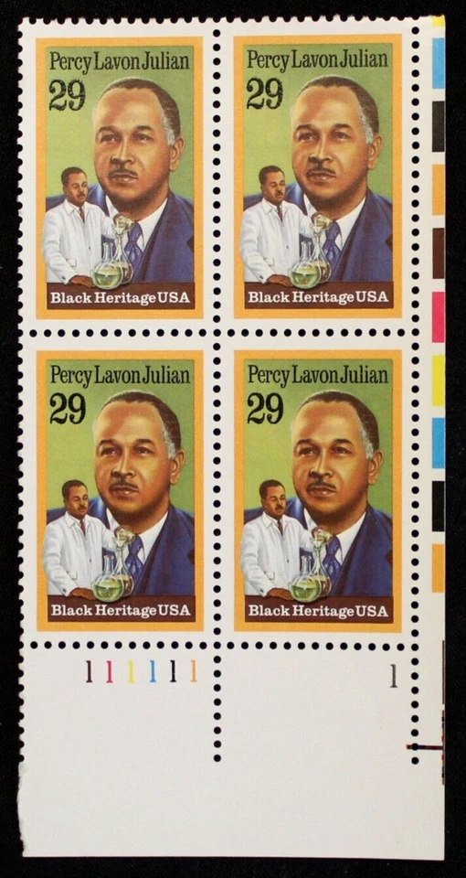 US Plate Block Stamps #2746 ~ 1993 29¢ Percy Lavon Julian Black Heritage SP2938 - Image 1 of 1