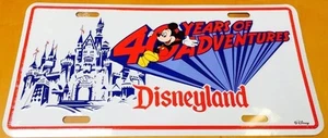 Vintage DISNEYLAND 40 Years of Adventure License Plate 40th Anniversary Disney - Picture 1 of 3
