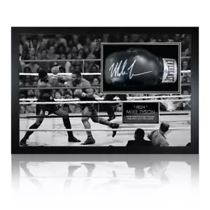 Mike Tyson Signed Black Everlast Glove Iconic Frame - Picture 1 of 2