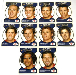 2005 SELECT AFL TRADITION CARD FACE DIE CUT PARALLEL CARD TEAM SET(10)-MELBOURNE