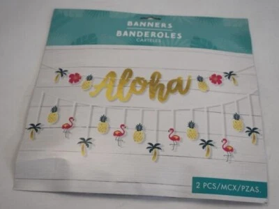 Amscan Aloha Luau Multi Pack Banner Hanging Decor Pineapple Flamingo Palm Tree - Image 1 of 4