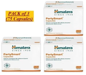 3 X Himalaya Party Smart Capsules (25 Cp each) relieves aftereffects of ALCOHOL - Picture 1 of 2