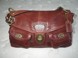COACH LEGACY LEIGH RED TONE WHISKEY POCKET LEATHER TOTE BAG PURSE SATCHEL EUC - Picture 1 of 1