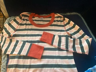 NEW HANNA ANDERSSON WOMEN'S ORGANIC COTTON PINK STRIPED PAJAMAS SET SIZE MEDIUM - Image 1 of 4