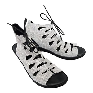 Wolky Sandals 11 Womens Gray Gladiator 1855 Seminyak Leather Lace Low Non-Slip - Picture 1 of 8
