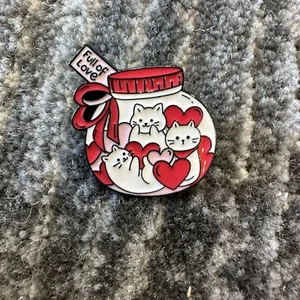 Cat Enamel Pin Bottle Of Kitten Full Of Love Brooch Lapel Badge Cute Heart Gift - Picture 1 of 4