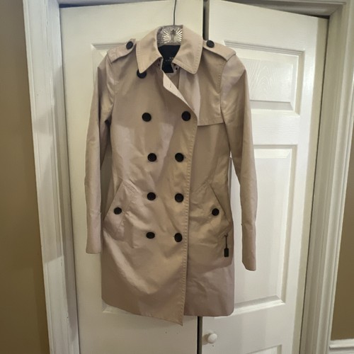 Coach New York rosa pallido trench cappotto doppiopetto giacca pelle accento XXS