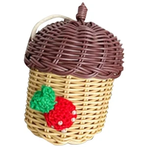 Handgewebte Rattan Tasche Umhängetasche Nussform Tasche Gewebt Einzel Schultertasche - Bild 1 von 12