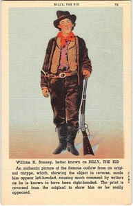 BILLY THE KID Cowboy Western Outlaw Silver City, NM 1940s Vintage Postcard - Bild 1 von 2