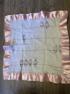 Aden + Anais Pink BIRDS Muslin Security Blanket/Lovey Pink Satin Trim - Picture 1 of 4