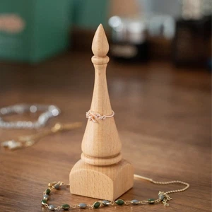 Estante de anillo de madera con forma de cono soporte de exhibición de anillo de escritorio - Imagen 1 de 12