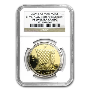 2009 Isle of Man Bi-Metallic Noble PF-69 NGC (15th Anniv) - Picture 1 of 3