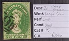 1855 Tasmania Australia 2d Dp Grn Impf Chalon Head stamp Large Star WMK Used£550