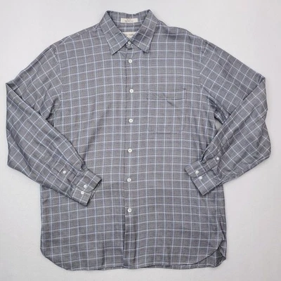 Camisa John W Nordstrom Para Hombres Grande Gris Azul Glen Algodón a Cuadros Abotonada Informal Foto 1 de 4