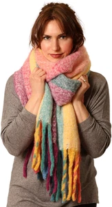 Manta bufandas para mujer invierno cálido tartán a cuadros arco iris - Imagen 1 de 12