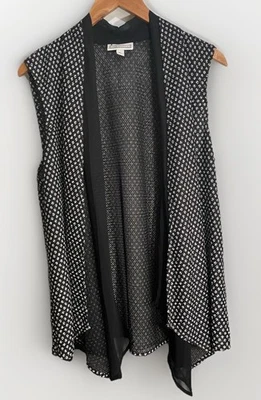 Кардиган Dana Buchman Deco многослойный и шифоновый с открытой передней частью водопад без рукавов размер XL - Изображение 1 из 4