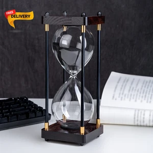 Grande Timer Sabbia Clessidra Timer 60 Minuti Vintage Legno Ore Vetro Timer M... - Foto 1 di 12