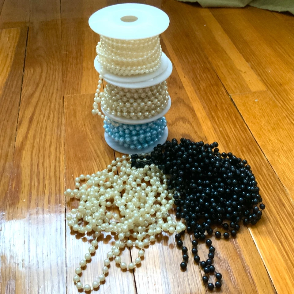 Черный, Lt синий и Lt слоновой кости искусственного жемчуга струны лот для Craft свадьбы украшения - Изображение 1 из 4