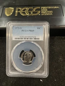 1972 S Gem Proof Roosevelt Dime Graded At PR69 1-11 - Picture 1 of 2