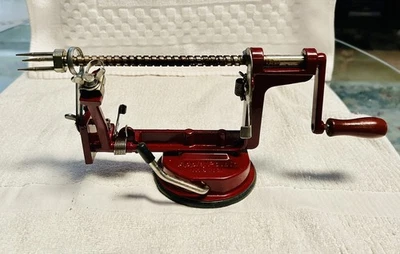 Peel Away Apple /  Potato Peeler Suction Cup Mount  (Back to Basics) Red USED - Image 1 of 4