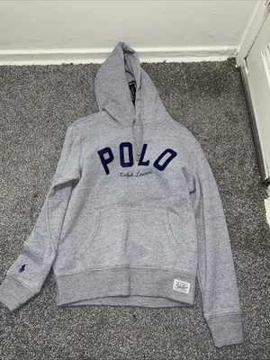 Polo Ralph Lauren Hombre Clásico Polar Sudadera con Capucha Gris - Azul Marino Poni, Pequeño Nuevo con Etiquetas Foto 1 de 4