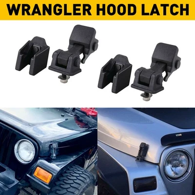 Fit Jeep Wrangler Hood TJ Pins Latch Hood Lock Hood Catch Latches Kit 1997-2006 - Image 1 of 4