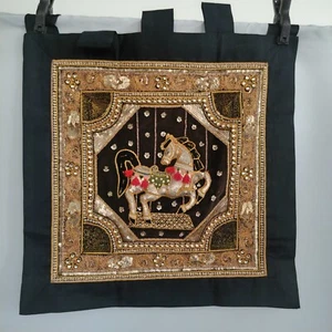 VINTAGE BURMESE/ THAI KALAGA TAPESTRY FEATURING A DANCING HORSE - Picture 1 of 5