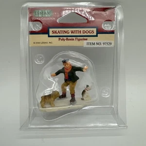 Lemax Skating With Dogs Vintage 2000s Poly Resin Figurine Village Collection - Picture 1 of 5