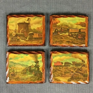 VTG Cowboy Western Wall Art Miniature Decoupage Railroad Plaques Cabin 1960s Set - Picture 1 of 7