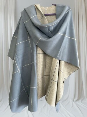 WOMENS WYNNE COLLECTION PONCHO WOOLY WARM SKY BLUE/GREY TAGGED NEW - Image 1 of 4