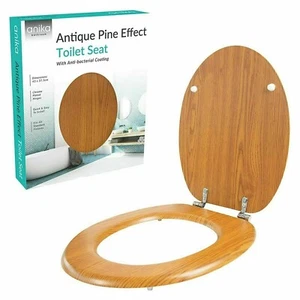 Anika 92259 WC-Sitz Antik Kiefer Optik Antibakterielle Beschichtung Chrom - Bild 1 von 2