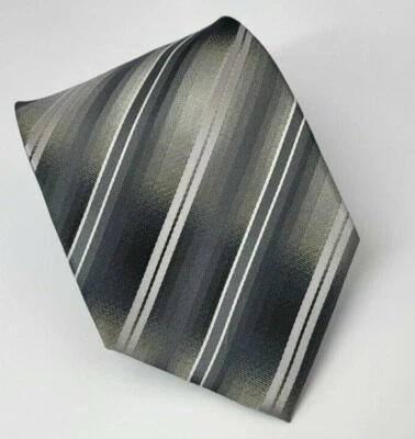 John Ashford Polyester Tie Gray Silver Stripes Men Necktie 58 x 3.3/8 - Image 1 of 4