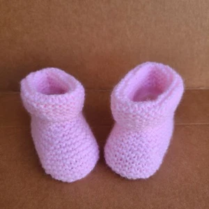 Baby Booties Knit baby booties Baby Girl shoes Baby Shower Gift Pink 0-2 Months - Picture 1 of 9