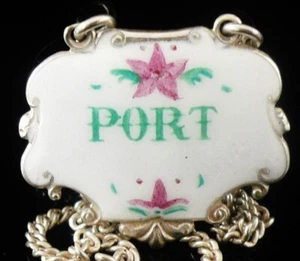 Sterling Silver Enamel PORT Decanter Label, Turner & Simpson Ltd 1962 - Picture 1 of 12