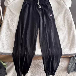 Vintage Champion Jogger Men Medium Adult Black Athletic Hanes Cotton Sweat - Picture 1 of 10