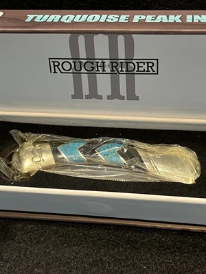 Navaja de Bolsillo Rough Rider Turquesa Incrustación Pico 440SS #RR1576 - Cuchillo Sólido Foto 1 de 4