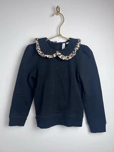 Janie and Jack Black Leopard Collar Sweatshirt size 5 - Picture 1 of 8