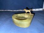 Jack Russell Terrier Art Deco Vienna Bronze and Onyx Antique Trinket Dish