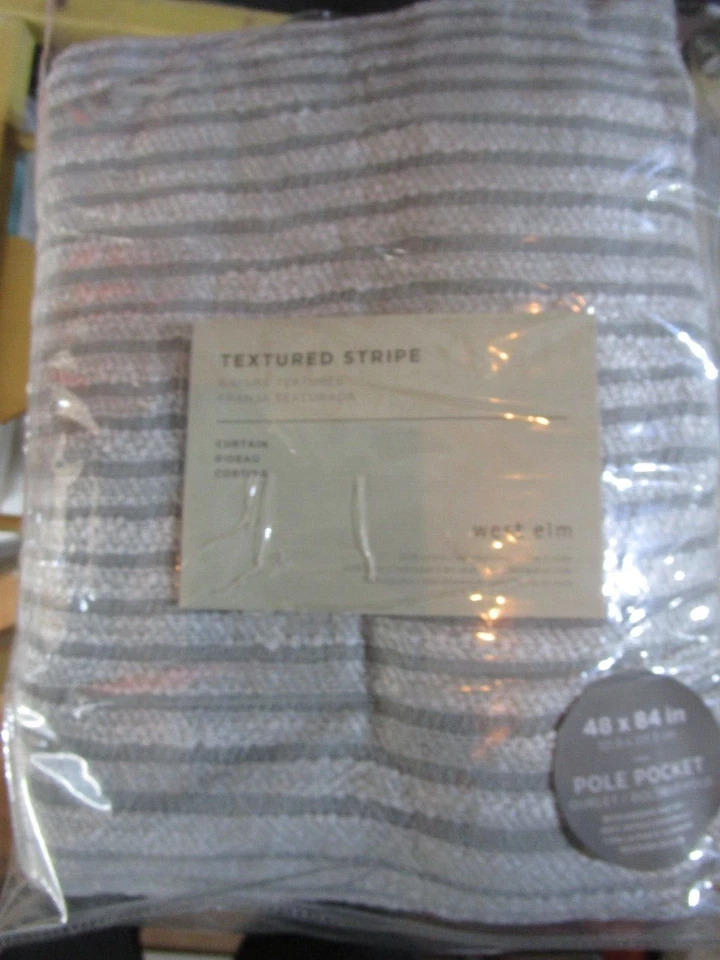 2 West Elm Textured stripe Curtains drapes panels 48 x 84 platinum  New w tag - Image 1 of 1