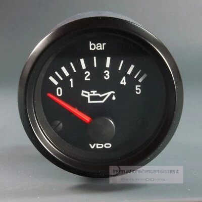 VDO ZUSATZ INSTRUMENT 5 BAR 12 VOLT GAUGE ÖLDRUCK   OIL PRESSUR GAUGE  52mm - Bild 1 von 2