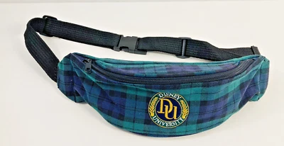 Riñonera vintage de los 90 de la Universidad Disney tartán a cuadros azul verde clase de entrenamiento Foto 1 de 4