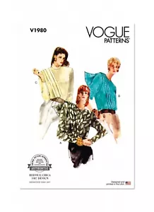 Vogue Easy SEWING PATTERN V1980 Retro 1980s Blouse Sizes 8-16 Or 18-26 - Picture 1 of 4