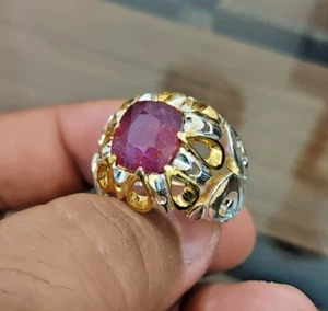 Ruby Stone Ring 100% Natural Ruby Ring For Him Gift Ring Handmade Ring 925 - Picture 1 of 5