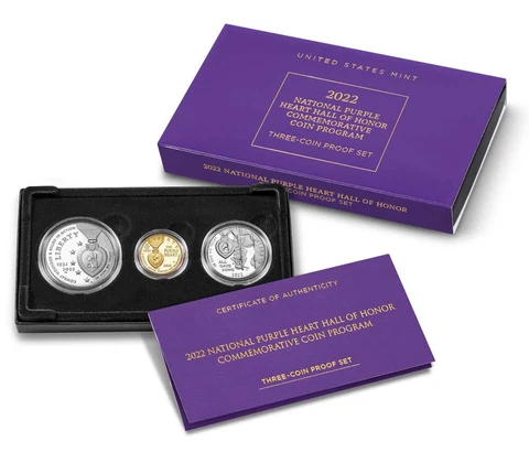 U.S. Mint - 2022 National Purple Heart Hall of Honor Three-Coin Proof Set (22CG) Cover
