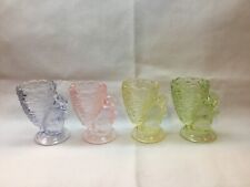 Williams Sonoma Fenton Art Glass Easter Bunny Multicolor Egg Holder Cups, 4 set