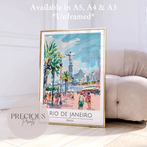 Brasil - Rio De Janeiro Travel Print Poster / Vintage Wall Art / Giclee A5 A4 A3 - Picture 1 of 5