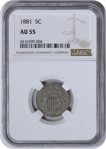 1881 Shield Nickel AU55 NGC Cover