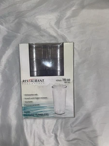 New Heavy Duty Clear Plastic Restaurant Essentials 16oz Tumblers 6 Pack MIB - Picture 1 of 6