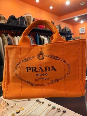 PRADA мини Канапа сумка с короткими ручками оранжевый винтажный кожаный отличном состоянии - Изображение 1 из 4